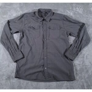 Outdoor Research Shirt Mens XL Gray Gastown Long Sleeve Charcoal Elbow Patches